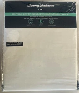 NEU IN VERPACKUNG TOMMY BAHAMA HOME PERKAL 100 % BAUMWOLLE 200 TC WEISS KING/GROSSES LAKEN-SET - Bild 1 von 2