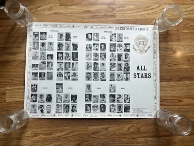 Ted Williams 1973 Jackie Robinson Willie Mays Al Kaline Richard Nixon póster Foto 1 de 4