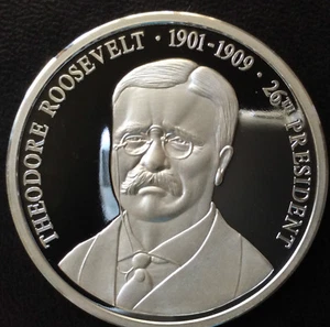 1998 American Mint Theodore Roosevelt Presidents of the USA Silver Medal A3913 - Picture 1 of 6