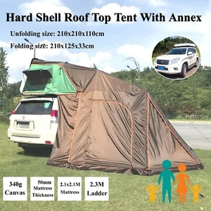 Hard White Shell Aerodynamic Roof Top Tent Camping Rooftop Annex 2.1x2.1M - Picture 1 of 8