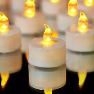 Tea Lights LED Tea Light Candles 200 Hours Pack of 50 Realistic Flickering Bulb - Picture 1 of 12