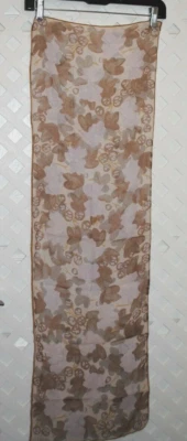 Bufanda Larga VERA Vintage Chifón Transparente Lila Beige Estampado Floral 41" x 13" Foto 1 de 3