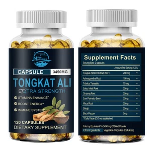 120 Capsules 3450MG TongkatALl LONGJACK GRADE A STRONGEST ROOT EXTRACT 200:1 - Picture 1 of 9