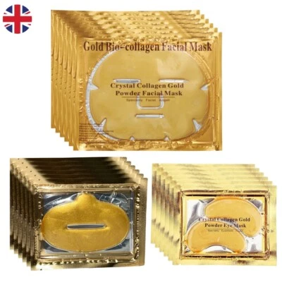 24k Gold Mask setGOLD Bio-collagen Face Mask+Powder Eye Mask+Lip mask (6set each