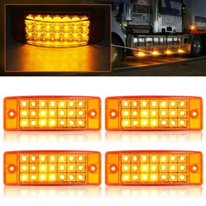 4x Amber 6" 21-LED Side Marker Clearance Turn Light Rectangle Semi Truck Trailer - Picture 1 of 10