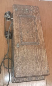 Rare Antique Telephone 1903 Hand Crank Oak Cabinet Phone D 24627 USA - Picture 1 of 22
