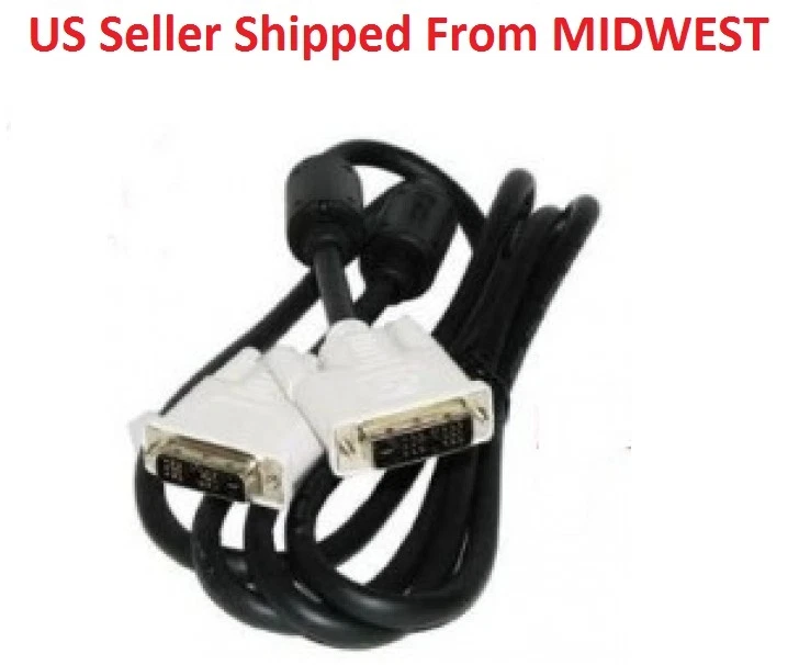 New Dell Male to Male 5ft 18 Pin M - M DVI - D Black Cable NEW 453030300660R - Image 1 of 2