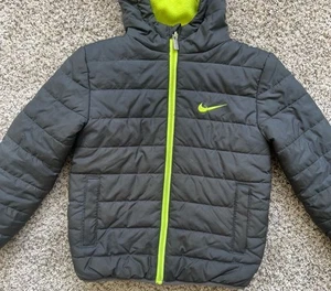 NIKE Boys Small Puffer Jacket  Gray/ Neon Green   - Picture 1 of 9