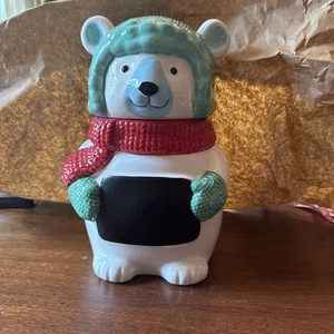 Tarro de galletas de pizarra de oso polar cuadrado del polo norte de San Nicolás de 10" de alto - Imagen 1 de 7