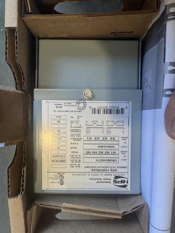 TRANSFORMADOR HPS C1FC25WE .25 KVA 1PH 60HZ 120/208/240/277V X 120/240V - Imagem 1 de 3