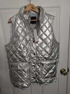 New Talbots Down Vest Jacket Silver Puffer Full Zip Coat Womens Plus Size 1X - Picture 1 of 7