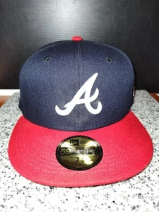 Atlanta Braves Baseball Hat Men Sz 7 1/8 Fit Authentic On-Field New-Era Logo Cap - Picture 1 of 9