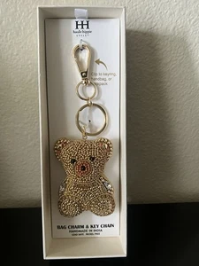 Double Sided Beaded Gold Teddy Bear Keychain/Bagcharm/Purse - Picture 1 of 4