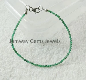 Natural Zambian Emerald Beaded Bracelet, 2MM Micro Faceted Beads Bracelet, Super - Picture 1 of 3