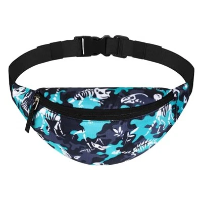 Dinosaur Kids Fanny Pack for Boys, Travel Small Waist Bag Black Dinosaur - Image 1 of 4