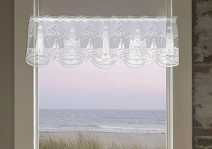 2 Heritage Lace 6140W-6015 60 x 15 in. Lighthouse Valance - White - Picture 1 of 7