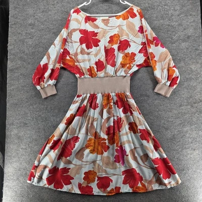 Maeve Dress Womens Large Multicolor Floral Elastic Waist Midi Boho Rayon Spring - Image 1 of 4