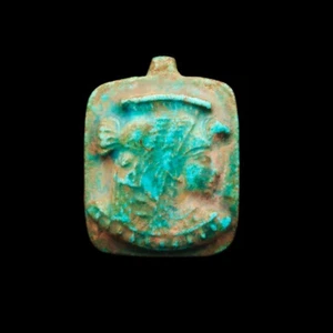 Echt alter Unikat Fayence Anhänger Amulett der altägyptischen Königin Kleopatra - Bild 1 von 5