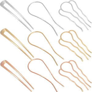 Alfileres de cabello franceses para mujeres dorados plateados accesorios para el cabello en forma de U alfileres para el cabello - Imagen 1 de 7