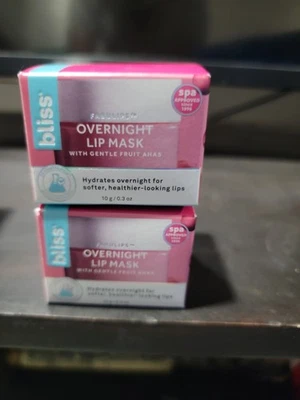Máscara labial Bliss Fabulips Overnight con traje suave AHAS 0,3 oz 10 g nueva en caja 2 paquetes Foto 1 de 2