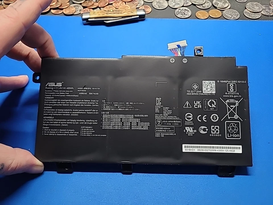  Batería para portátil Asus: +11,4 V 48 Wh - MODELO: B31N17263ICP/60/80 serie portátil F17 Foto 1 de 4