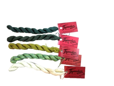 Impressions by Caron Lot of 5 Skeins Assorted Greens  36 yds.     H144 - Image 1 of 3