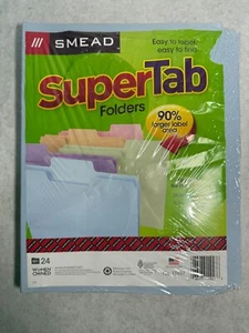 Smead 11927 Letter Size SuperTab Folders Assorted Pastels 24CT - Picture 1 of 1