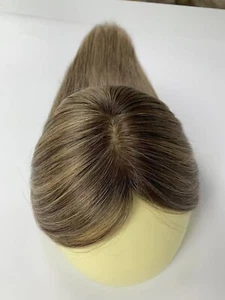 14" Ash Brown 100% Virgin Human Hair Topper for Women 3x5 inch Silk Base - Picture 1 of 4