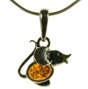 Collar con colgante de plata de ley 925 con ambar del Baltico joyeria con cadena - Picture 1 of 1