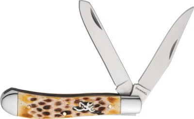 Cuchillo de Bolsillo Browning Trapper Natural Jigged Plegable Acero Inoxidable Clip y Spey 0551B Foto 1 de 4