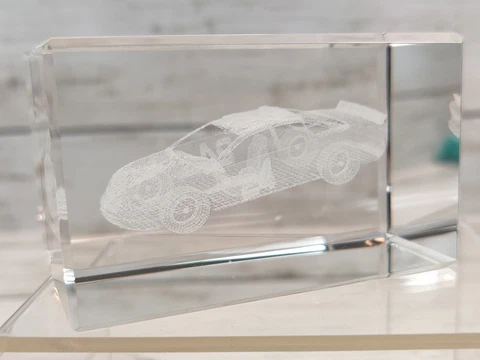 Paperweight Jeff Gordon 24 Glass 3D Laser Etched Race Car NASCAR Cover