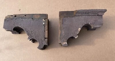 FANTASTIC Pair of Antique 19th Century  Wood CORBELS Salvage Chippy Paint 9x12x5 - Image 1 of 4