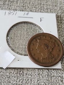 1851 Braided Hair Large Cent F Listing 2 - Picture 1 of 3