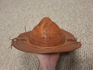 Vintage Handmade Traditional Brazilian Cowboy Brown Leather Hat - Picture 1 of 6