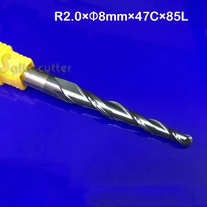 Molinos de bolas nariz de bola de extremo cónico de carburo R2.0*D8 2 flautas HRC55 CNC herramientas de corte de acero - Imagen 1 de 1