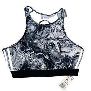Adidas Training Top Size Large Bra D/DD Black Marble Athletic Aeroready NWT - Picture 1 of 18