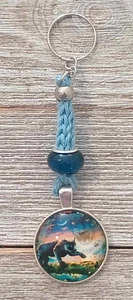 Black Panther Charm Crochet Keychain Keyring Handmade in USA - Picture 1 of 2