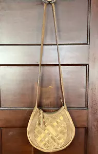 Lucky Brand Woven Leather Purse Basket Weave Hobo Crossbody Shoulder Bag Logo - Picture 1 of 16