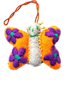 Wonderful Mexican felted and embroidered butterfly bag ornament or key chain - Picture 1 of 1