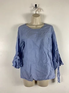 J.Crew UK size Small rond neck 3/4 sleeve blue top - Picture 1 of 10