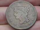 1840 Braided Hair Large Cent- Small Date, VG/Fine Details, Crude Brothel Token