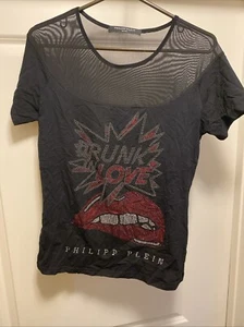 Philipp Plein Couture Size XL Drunk Love Rhinestone Shirt - Picture 1 of 5