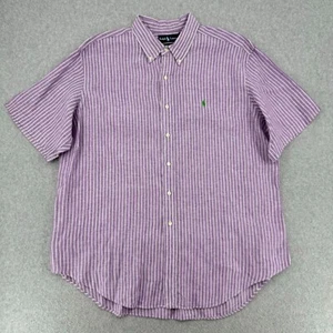 Ralph Lauren Shirt Men's 2XL Purple Stripe 100% Linen Classic Fit Button Down - Picture 1 of 9