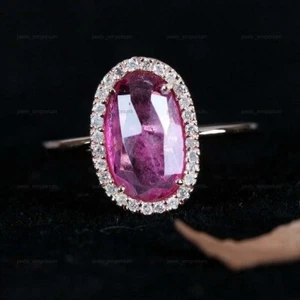 Anillo de aniversario apilable de plata de ley 925 rubí natural ovalado - Imagen 1 de 8