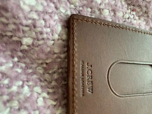 J.Crew 100% Italian Leather Slim Card Holder with Slide & Inner Pocket Darkbrown - Picture 1 of 8