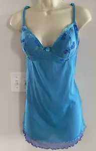 Rampage Bustier Dessous Top türkis transparent Netz Blumen Babydoll Cami Y2K Gr. 38C - Bild 1 von 14