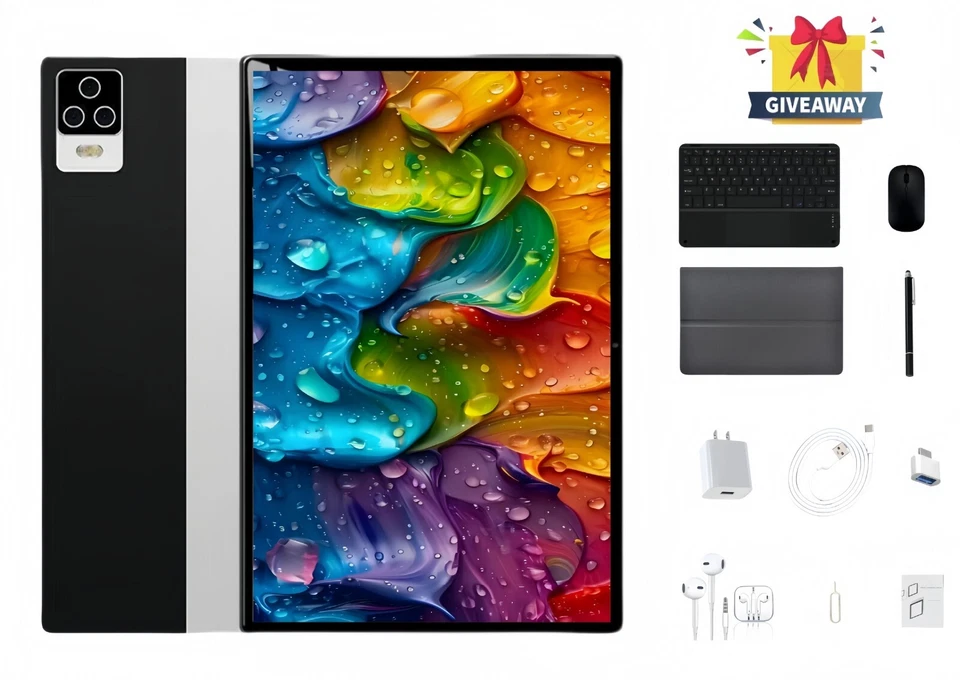 10.1" HD Touchscreen  1920x1200 4G Tablet 8GB+256GB Android 12 8800mAh w Keyboar - Image 1 of 4