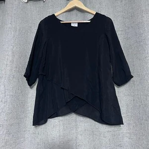 Click Color Me Cotton CMC Shirt Women XS Black Cuprorayon Lagenlook Layered - Picture 1 of 8