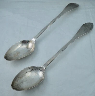 c1700s Par Grande Joseph Richardson Sr Moneda Cucharas de Plata Colonial Filadelfia Foto 1 de 4