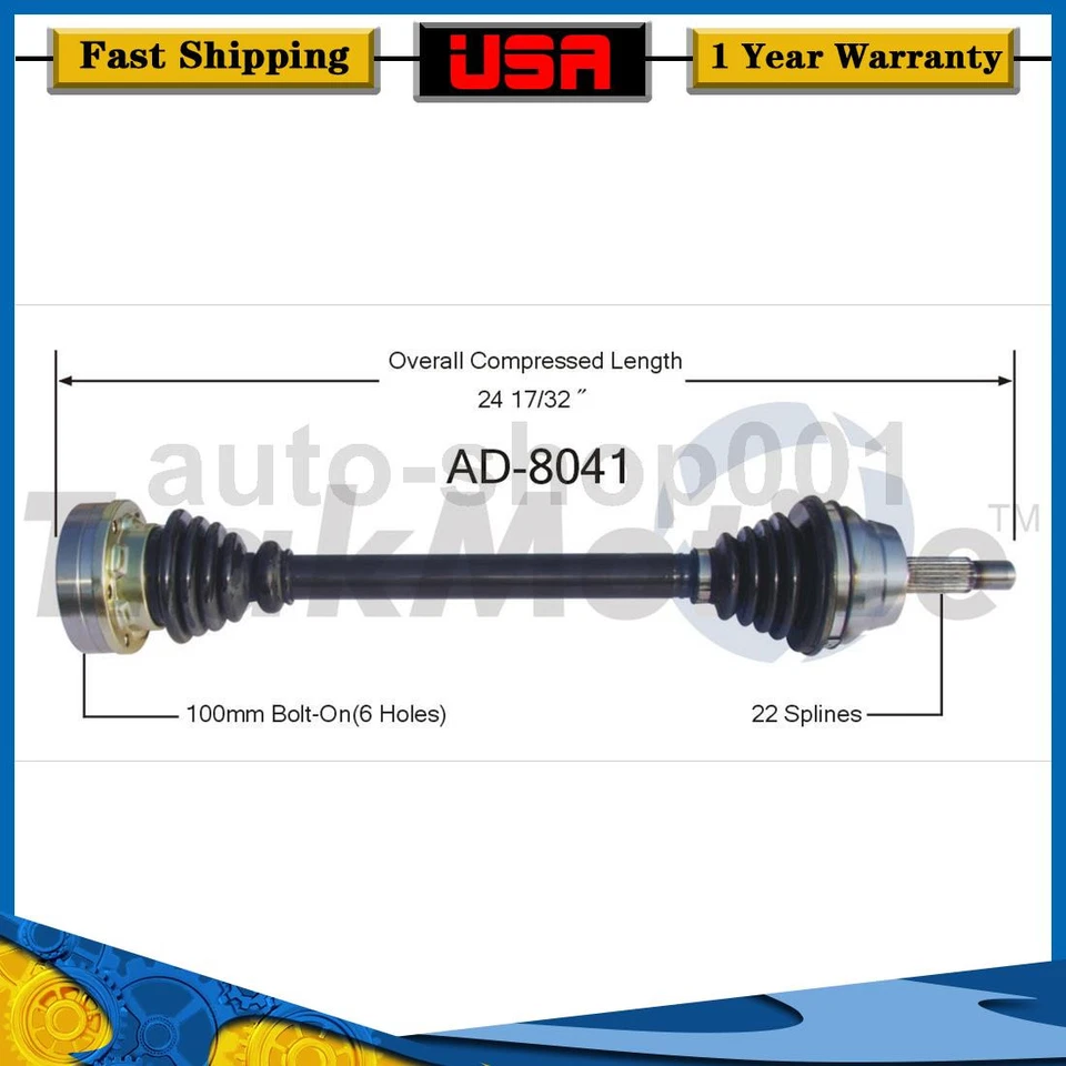 Eje trasero izquierdo CV eje articulado para Volkswagen Quantum 1988 1987 Foto 1 de 2